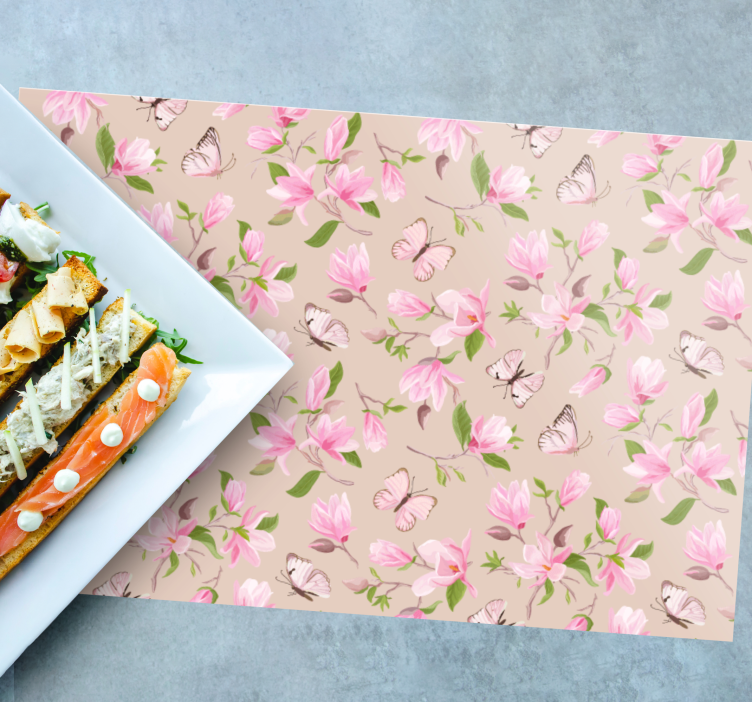 Mantel individual original motivo floral de mariposas - TenVinilo