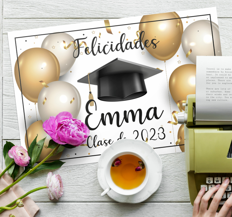 Individual mesa nombre graduado personalizable - TenVinilo