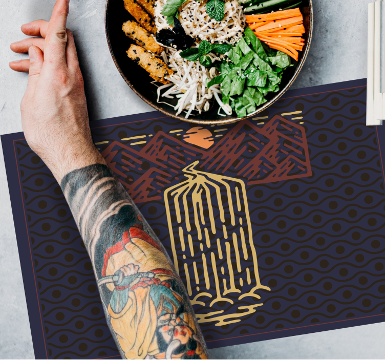 Mantel individual original paisaje de cascada - TenVinilo