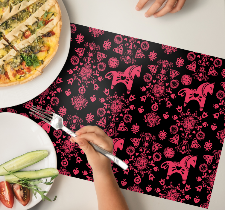 Mantel individual original patrón de caballos juguetones - TenVinilo