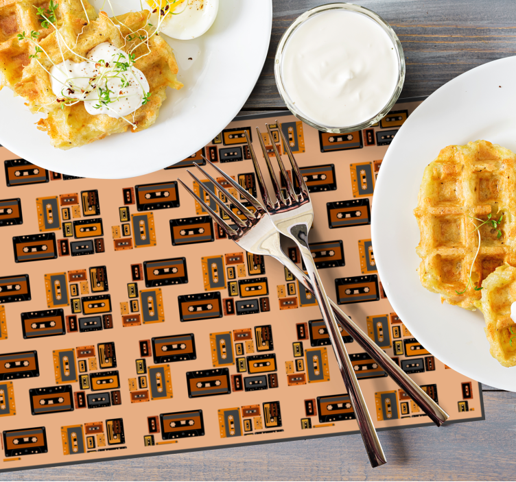 Mantel individual original patrón de cassettes retro - TenVinilo