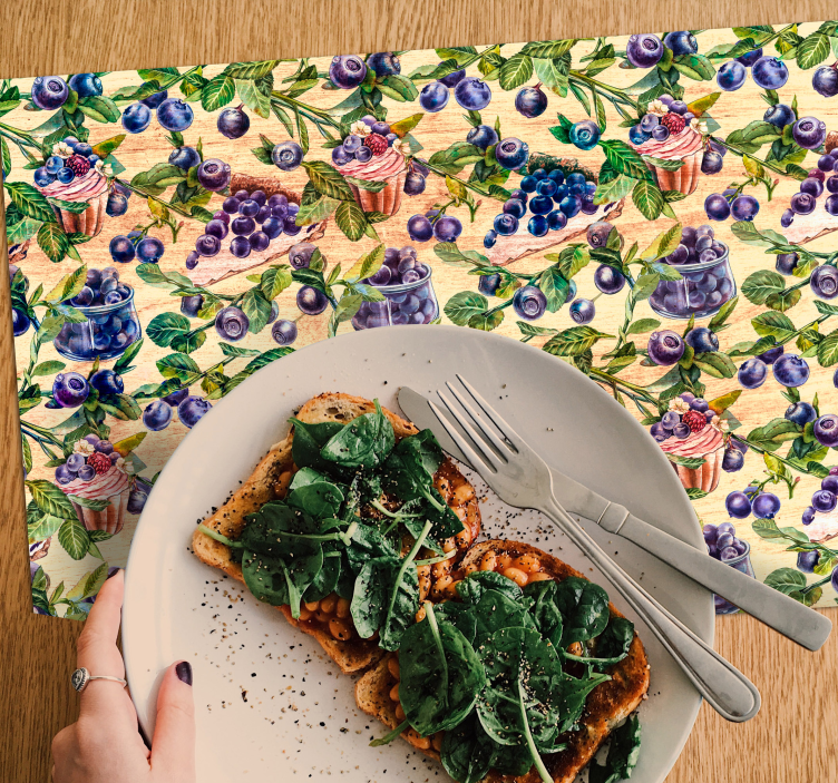 Mantel individual original patrón de cupcake de arándano - TenVinilo