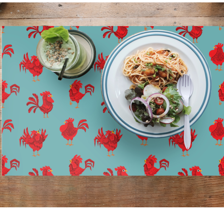Mantel individual original patrón de gallo encantador - TenVinilo