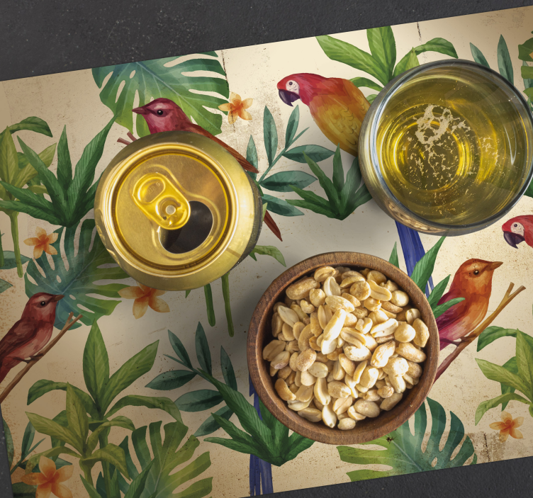 Mantel individual original patrón de loros tropicales - TenVinilo