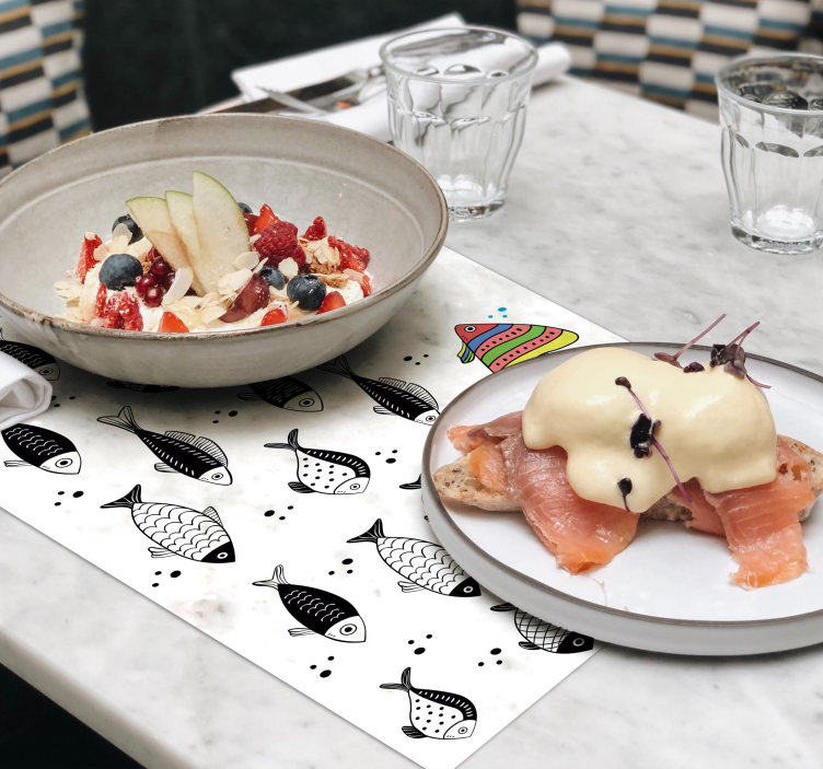 Mantel individual original patrón de peces coloridos - TenVinilo