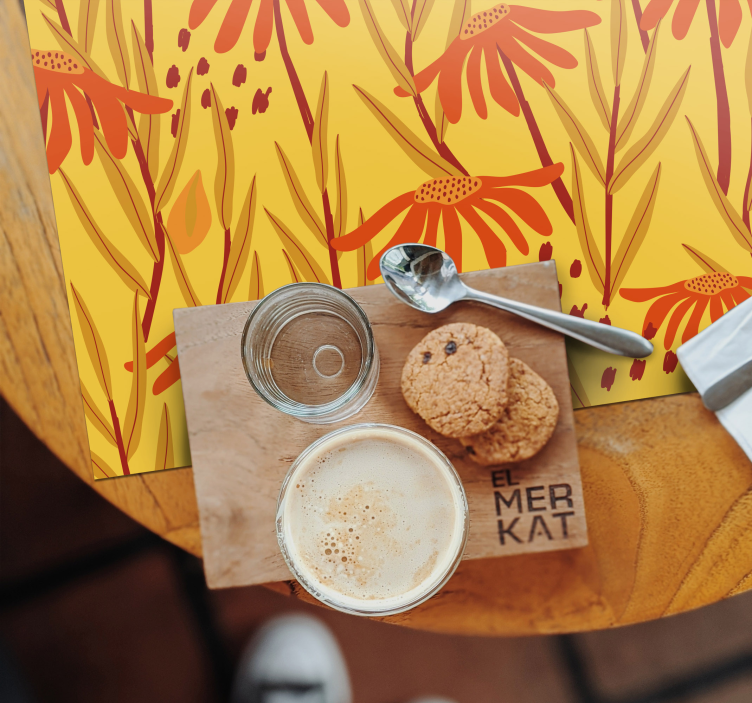 Mantel individual original patrón floral amarillo - TenVinilo