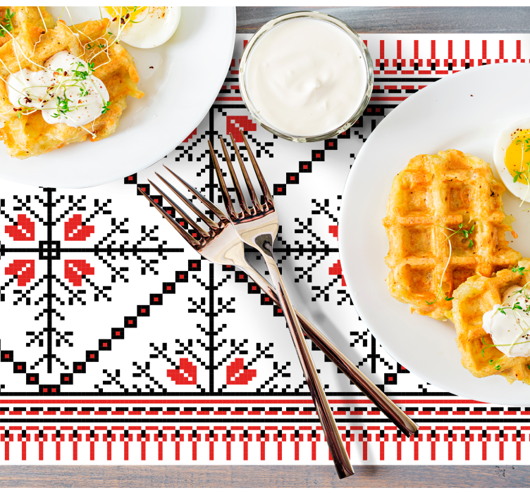 Mantel individual original patrón floral geométrico - TenVinilo