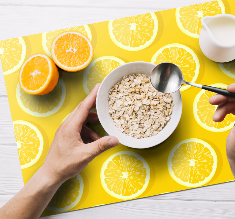 Mantel individual original rodajas de limón brillante - TenVinilo