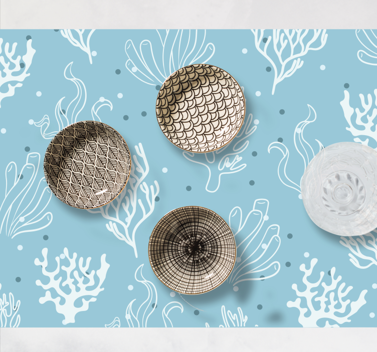 Mantel individual original set de tazones con coral - TenVinilo