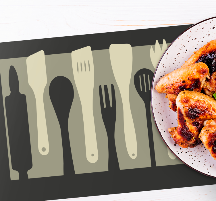 Mantel individual original siluetas de utensilios de cocina - TenVinilo