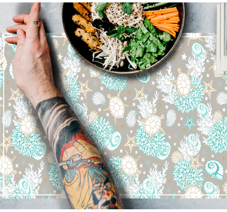 Mantel individual original superficie con patrón de conchas - TenVinilo