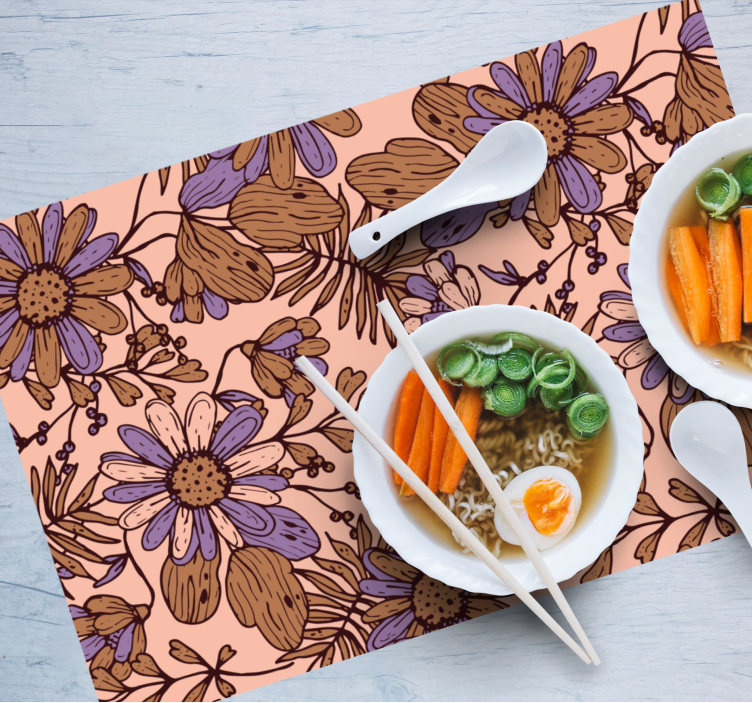 Mantel individual original superficie inspirada en flores - TenVinilo