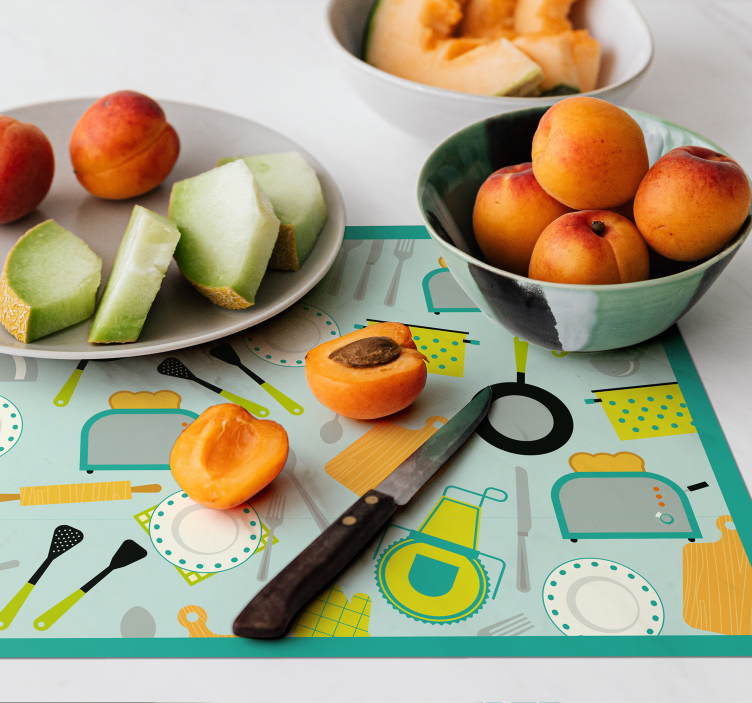 Mantel individual original temática de utensilios de cocina - TenVinilo