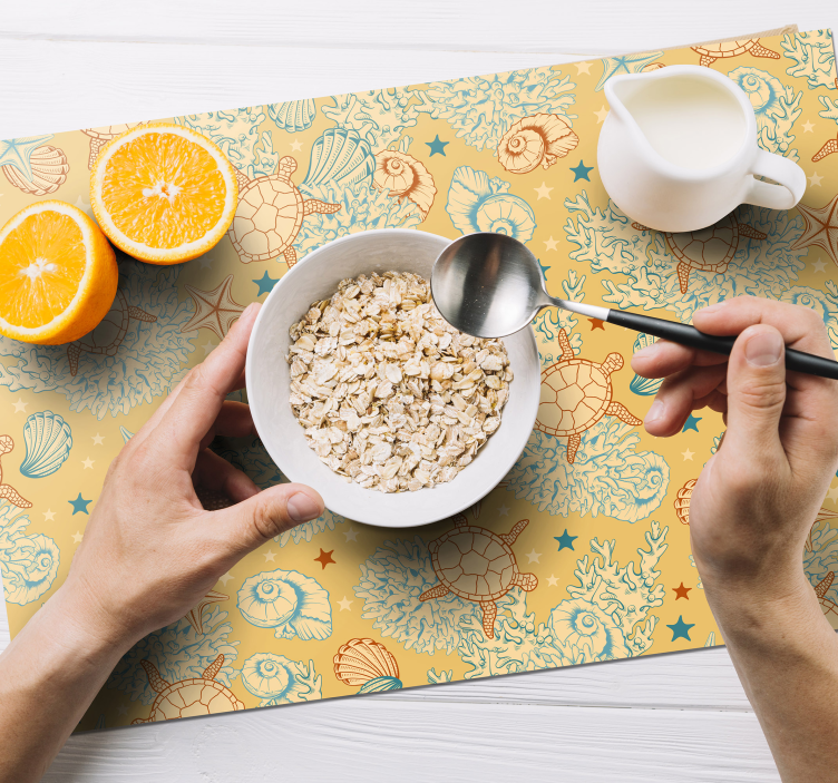 Mantel individual original vajilla con patrón de conchas - TenVinilo