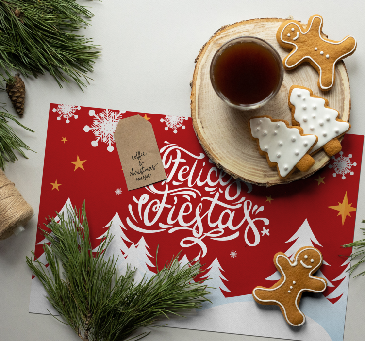 Mantel individual para navidad felices fiestas - TenVinilo