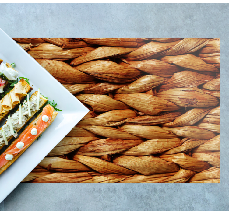 Mantel individual patrón alfombra trenzada natural - TenVinilo