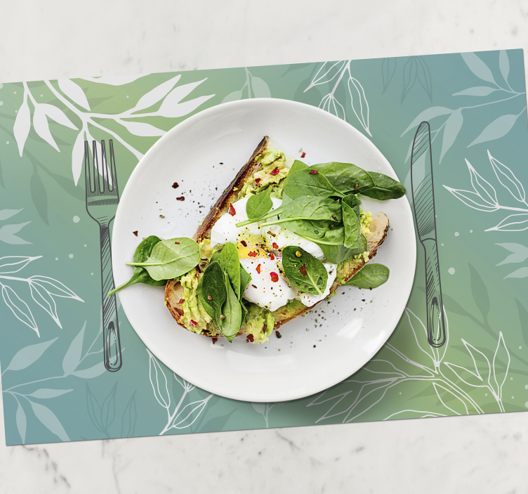 Mantel individual patrón base de hojas - TenVinilo