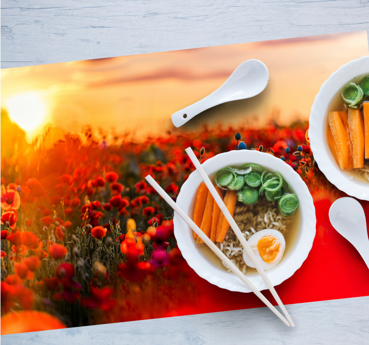 Mantel individual patrón campo de amapolas sereno - TenVinilo