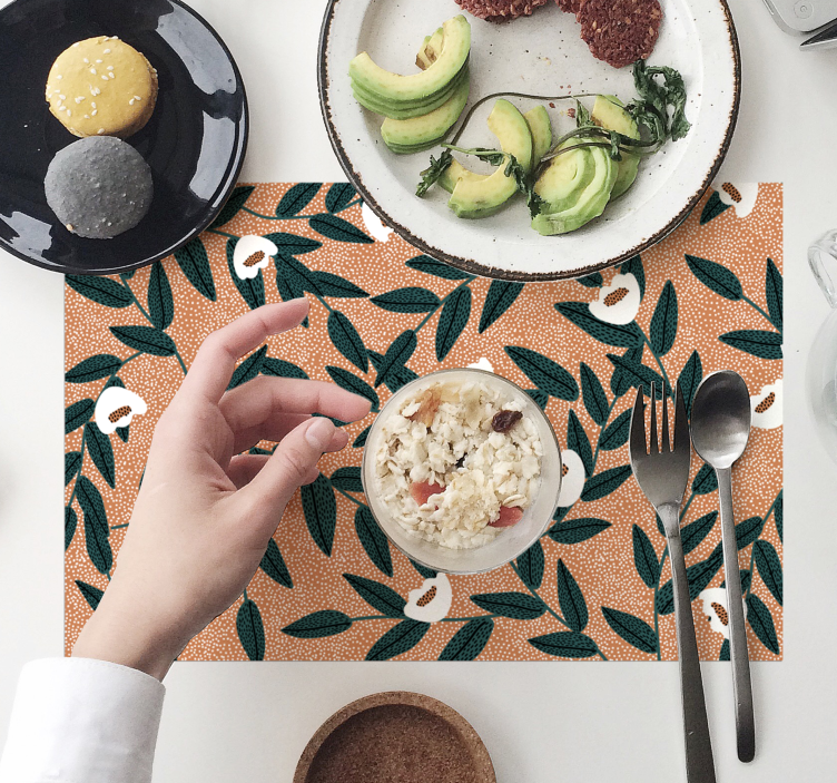 Mantel individual patrón cubierta de hojas - TenVinilo