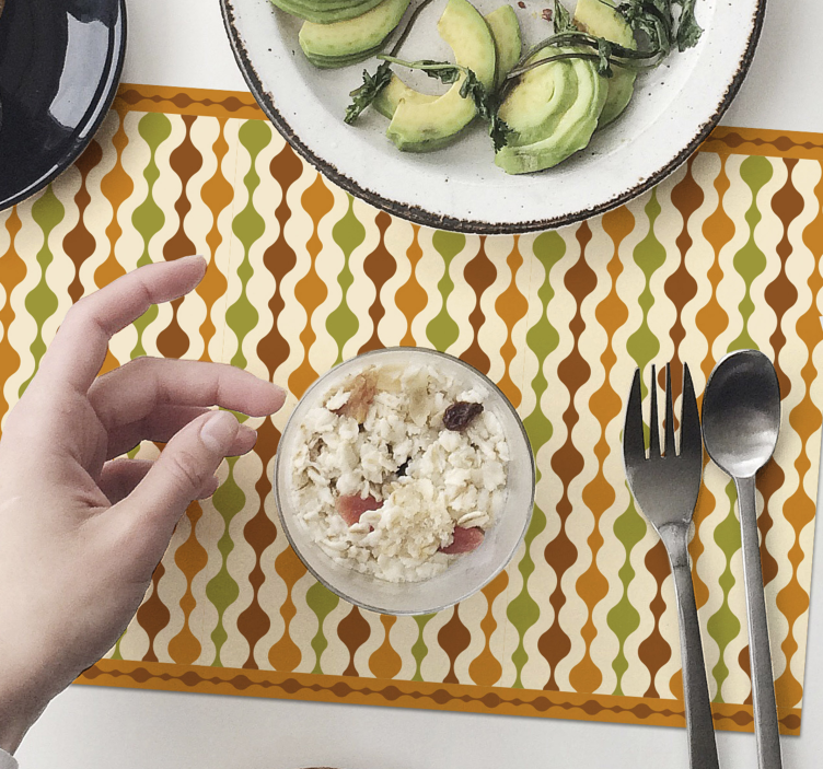 Mantel individual patrón diseño colorido curvado - TenVinilo