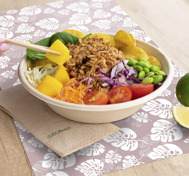 Mantel individual patrón diseño de hojas tropicales - TenVinilo