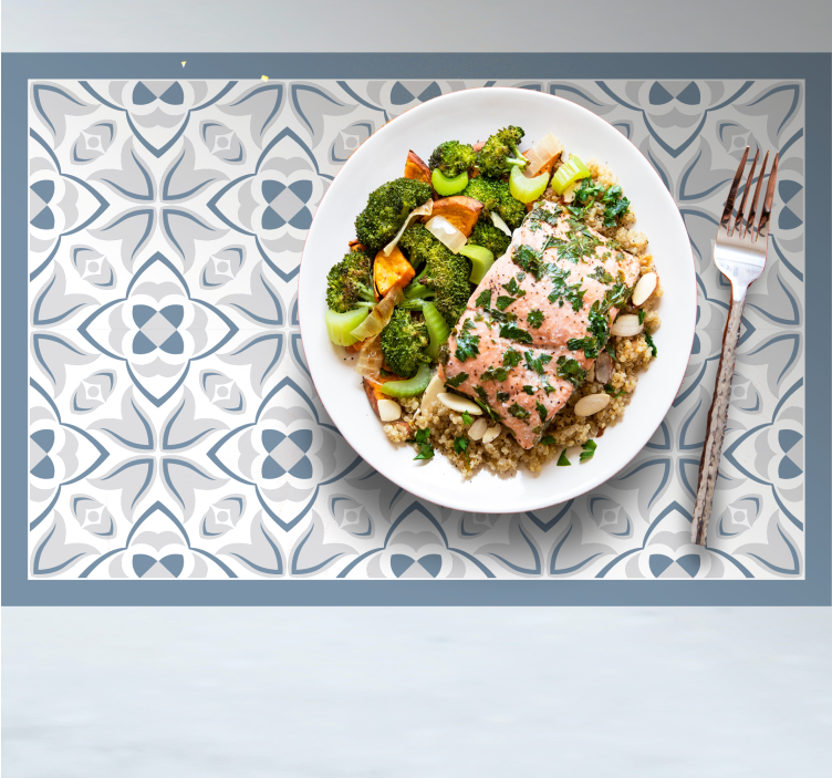 Mantel individual patrón elemento floral intrincado - TenVinilo