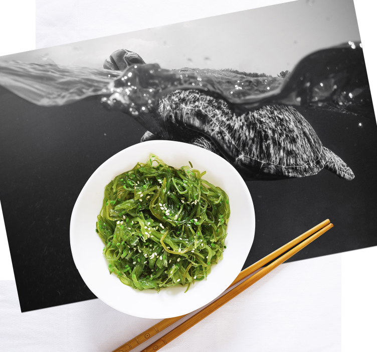 Mantel individual patrón escena submarina de tortugas - TenVinilo