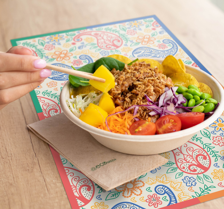 Mantel individual patrón estampado paisley colorido - TenVinilo