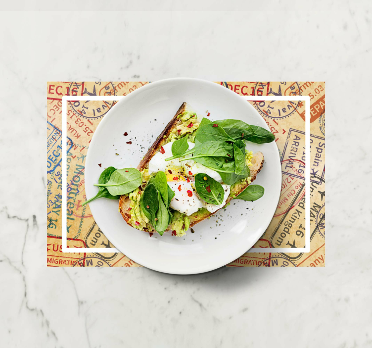 Mantel individual patrón estampas de pasaporte - TenVinilo