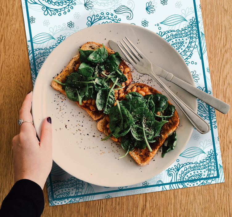 Mantel individual patrón floral intrincado - TenVinilo