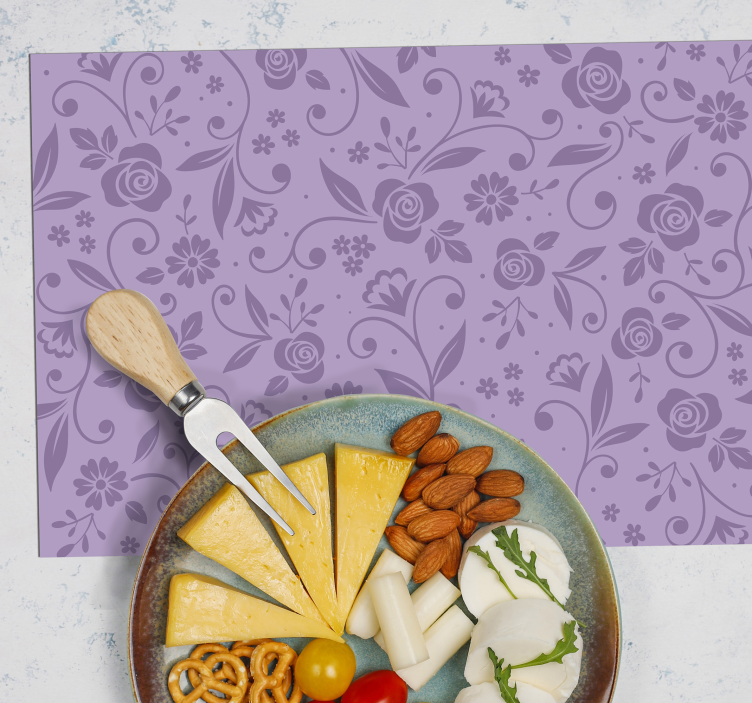 Mantel individual patrón floral violeta - TenVinilo