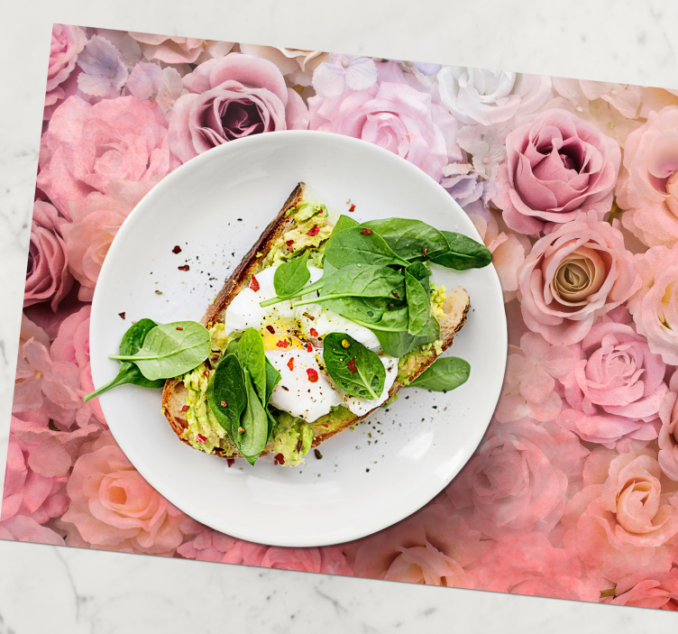 Mantel individual patrón flores de rosa - TenVinilo