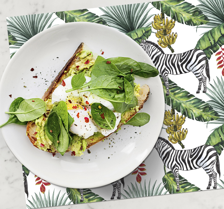 Mantel individual patrón hoja de cebra - TenVinilo