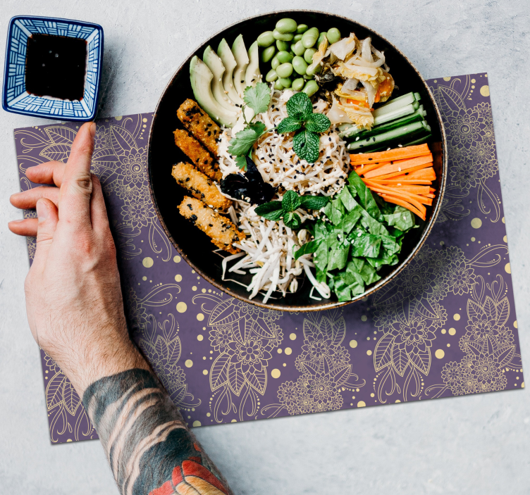 Mantel individual patrón ilustración botánica - TenVinilo