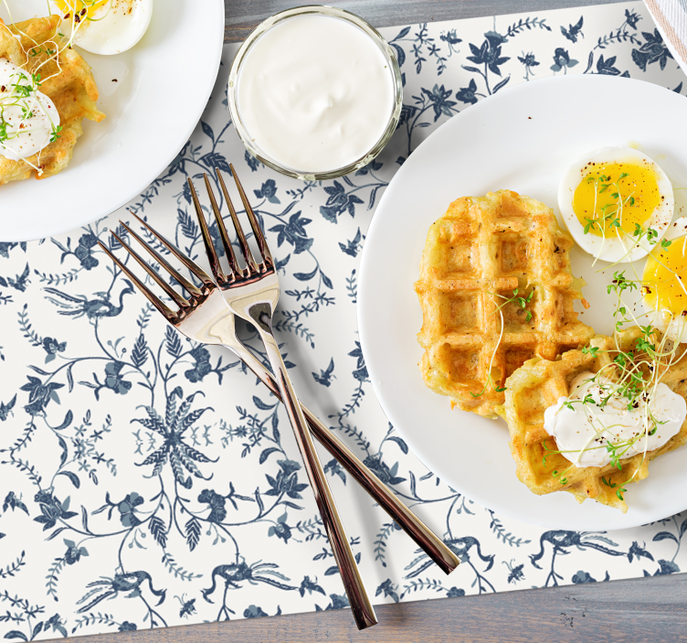 Mantel individual patrón inspiración floral elegante - TenVinilo