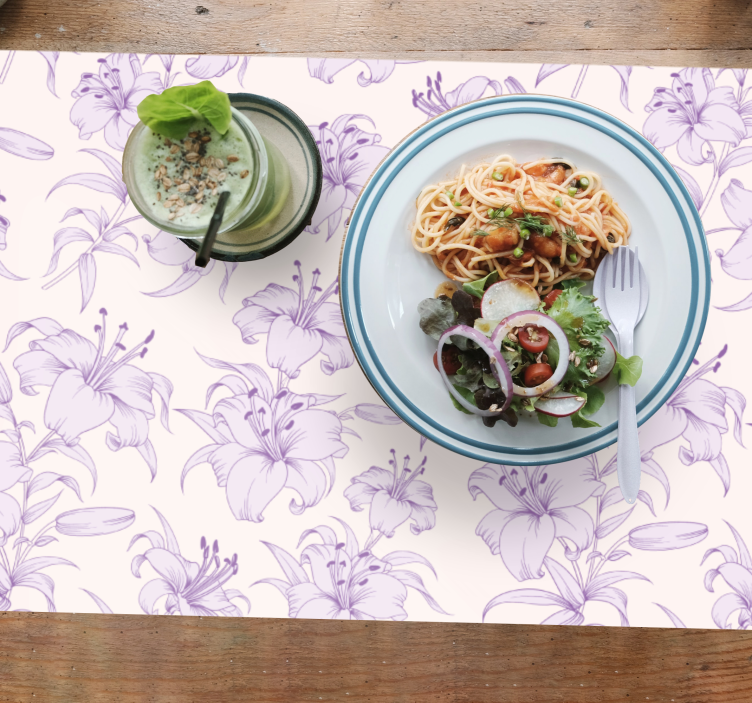 Mantel individual patrón lirios florales - TenVinilo