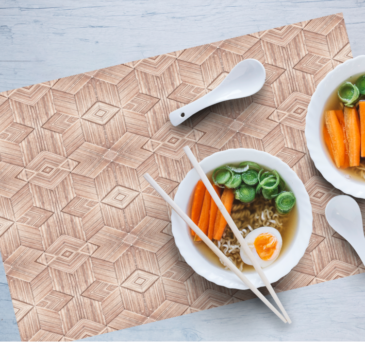 Mantel individual patrón madera geométrica - TenVinilo