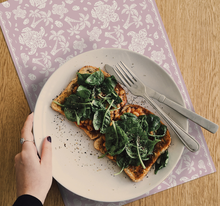 Mantel individual patrón motivo floral - TenVinilo