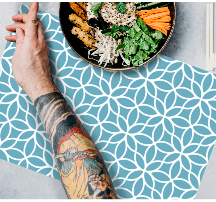 Mantel individual patrón motivo floral geométrico - TenVinilo