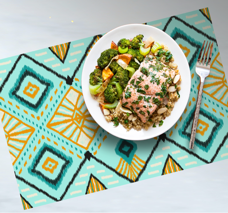 Mantel individual patrón motivo geométrico abstracto - TenVinilo