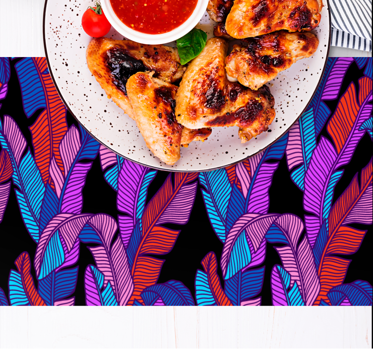 Mantel individual patrón motivos de hojas coloridas - TenVinilo