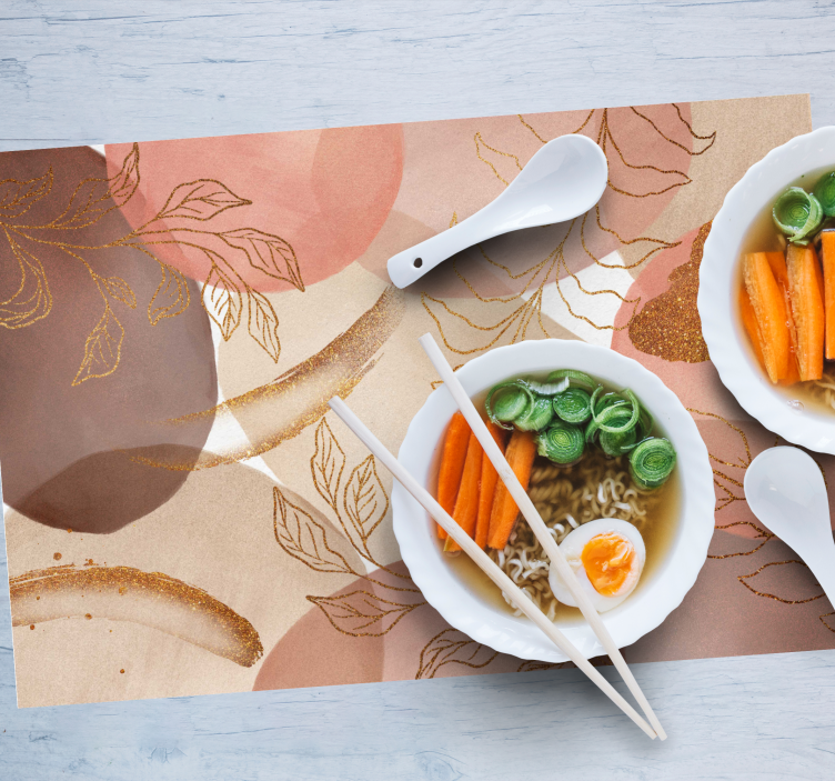 Mantel individual patrón motivos de hojas elegantes - TenVinilo