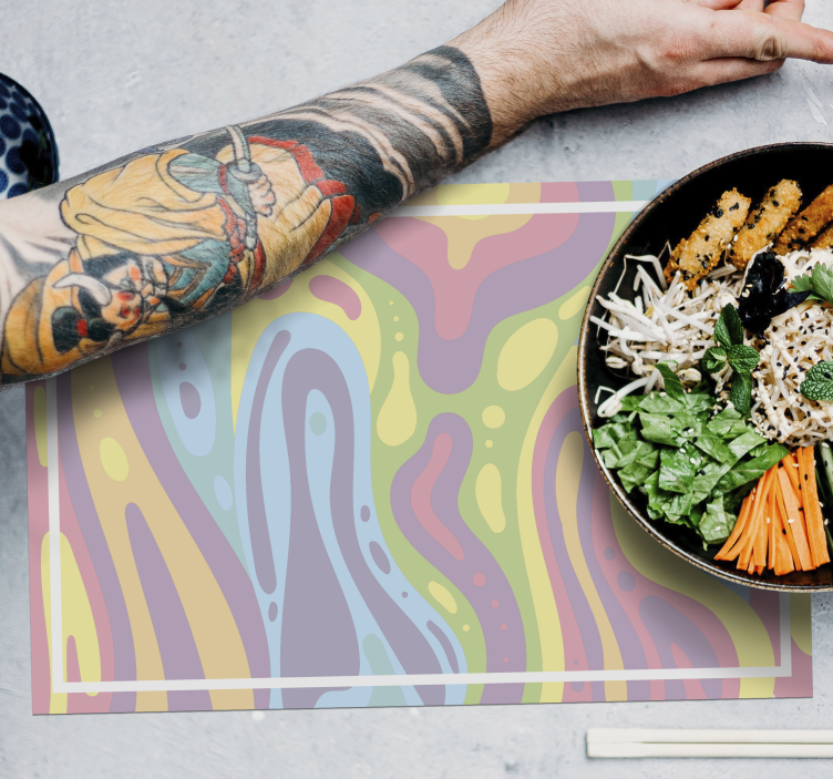 Mantel individual patrón olas abstractas coloridas - TenVinilo