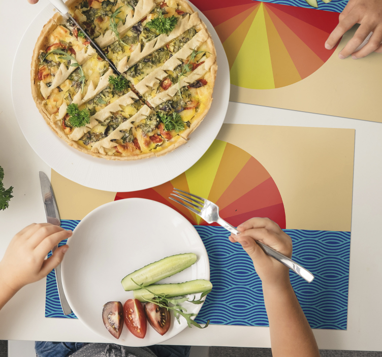 Mantel individual patrón olas del océano al amanecer - TenVinilo