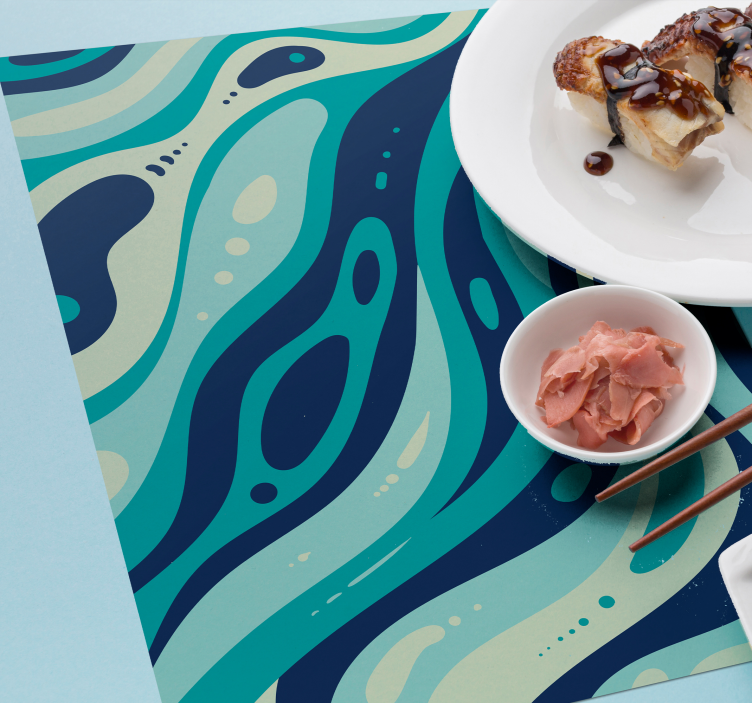 Mantel individual patrón ondas aqua - TenVinilo