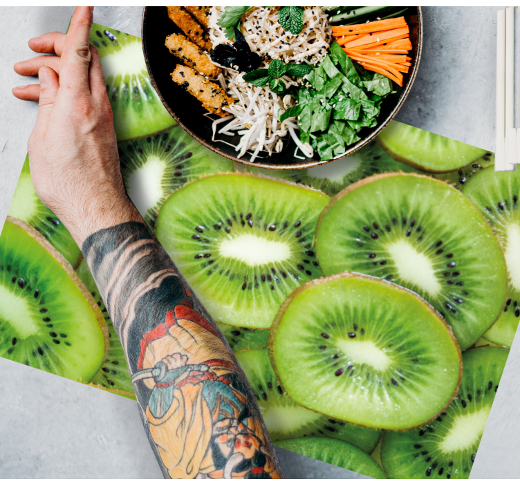 Mantel individual patrón rodajas de kiwi fresco - TenVinilo