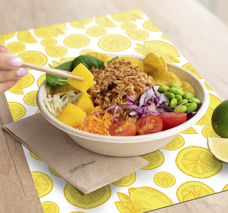 Mantel individual patrón rodajas de limón - TenVinilo