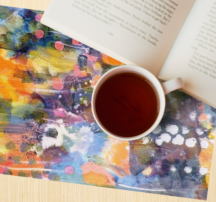 Mantel individual patrón salpicadura de color vibrante - TenVinilo