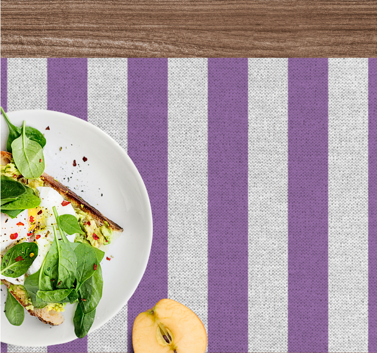 Mantel individual patrón superficie a rayas moradas - TenVinilo