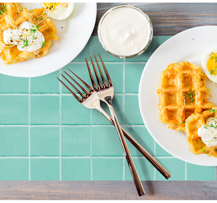 Mantel individual patrón superficie de azulejos turquesa - TenVinilo